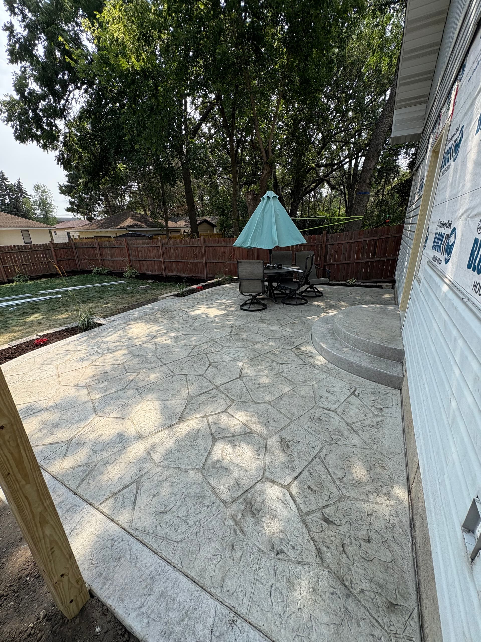 Gallery photos for Stamped Concrete Patio and Chilton Retaining Wall Backyard Build: Image #5