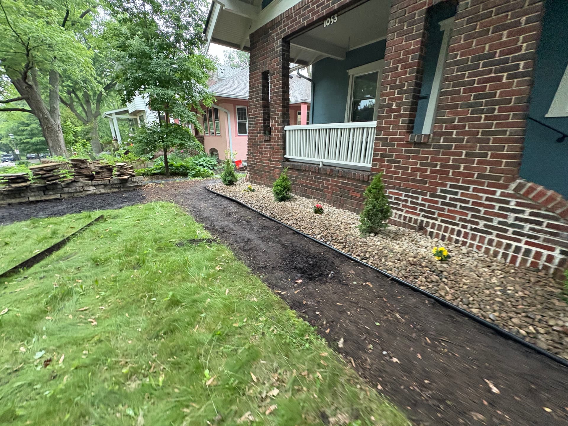 Gallery photos for 1,500 Sq. Ft. Sod Install with Rock Beds and New Plantings: Image #3
