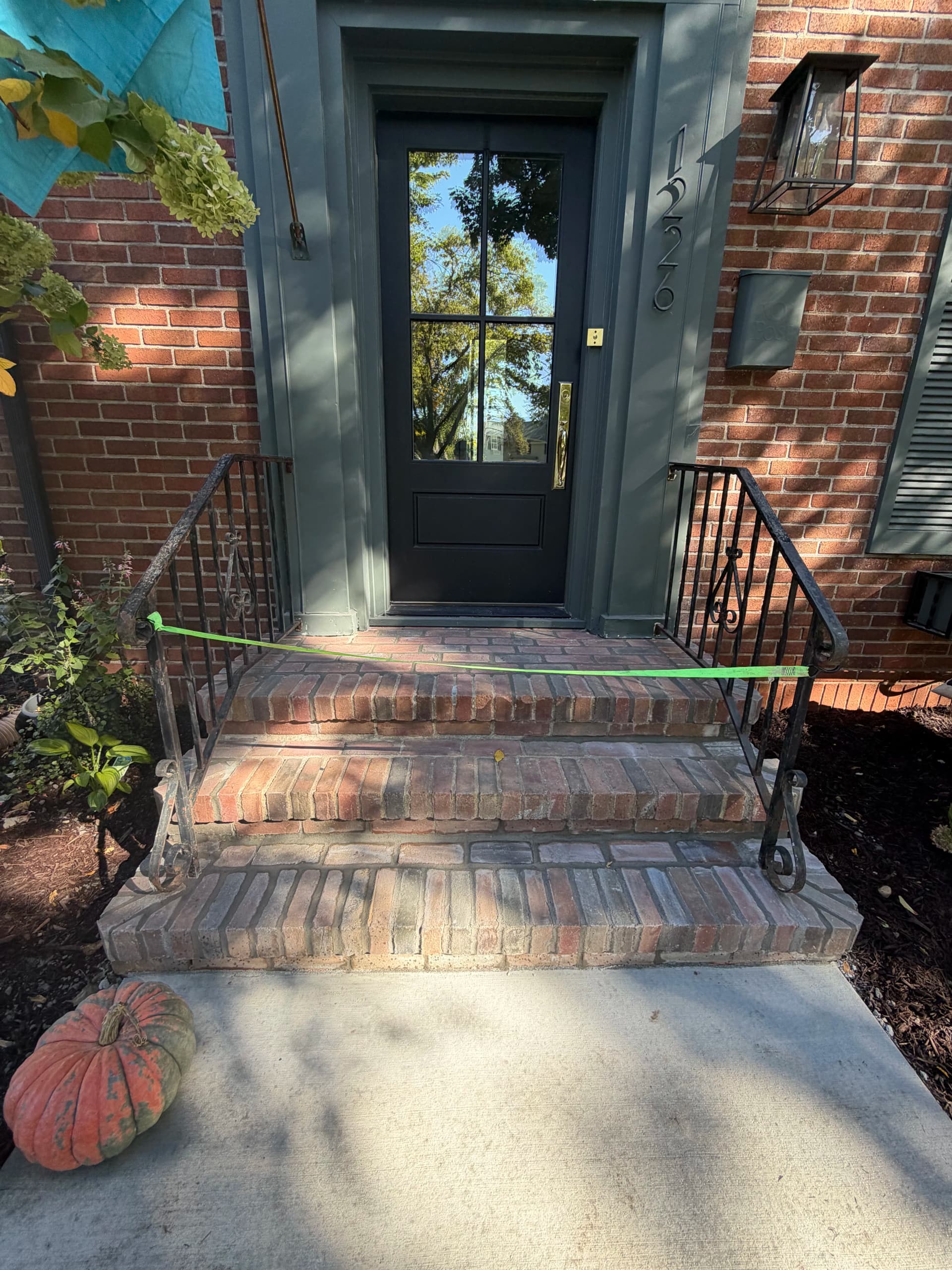 Gallery photos for Front Yard Landscape Design with Granite Patio and Brick Edging: Image #6