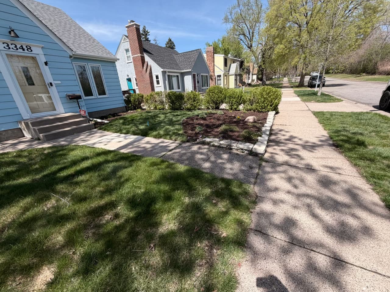 Gallery photos for Front Yard Bed Planting With Fresh Mulch and Perennial Color: Image #1