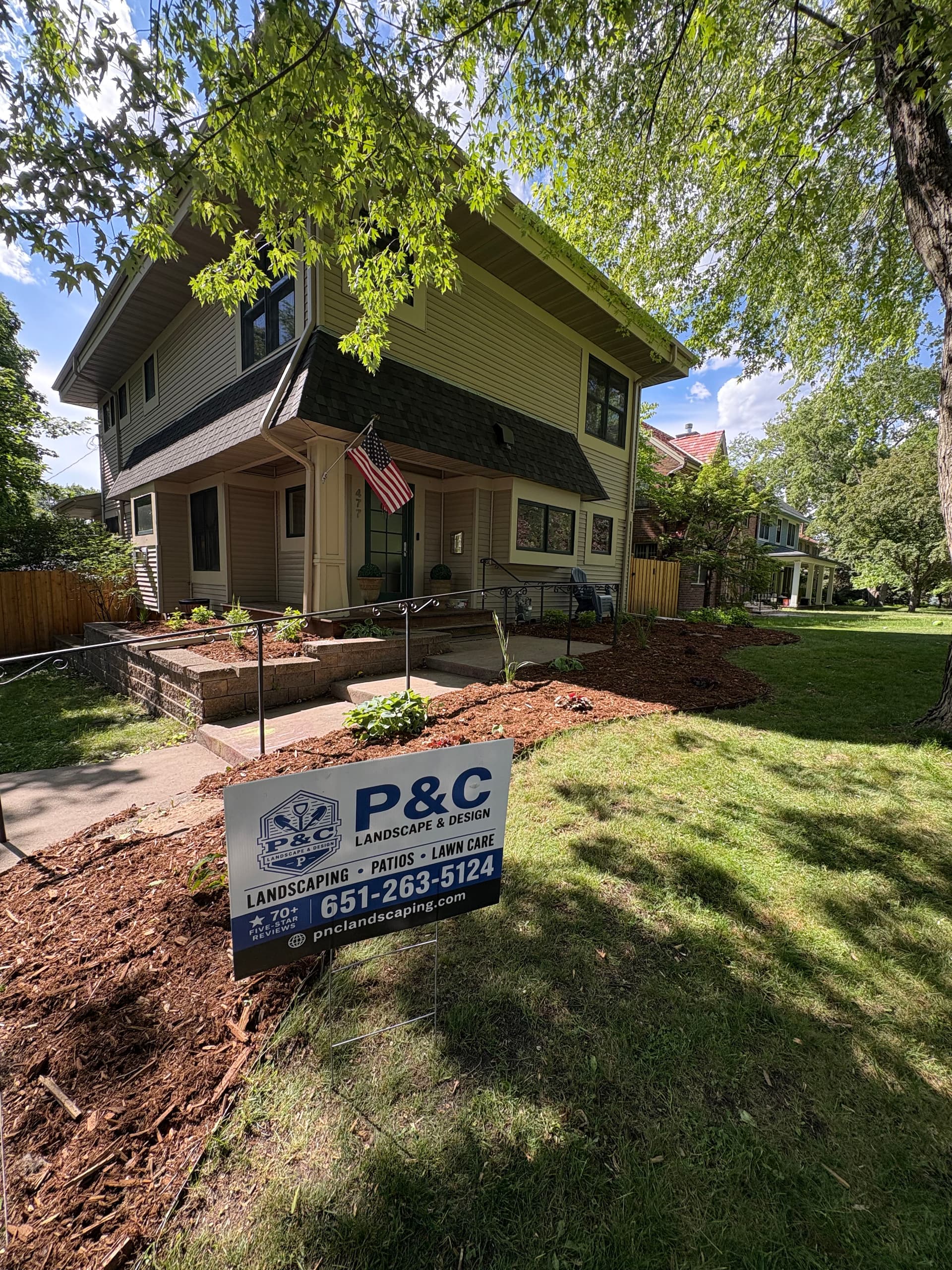 Cedar Mulch, River Rock, and Fresh Plantings in Minneapolis image