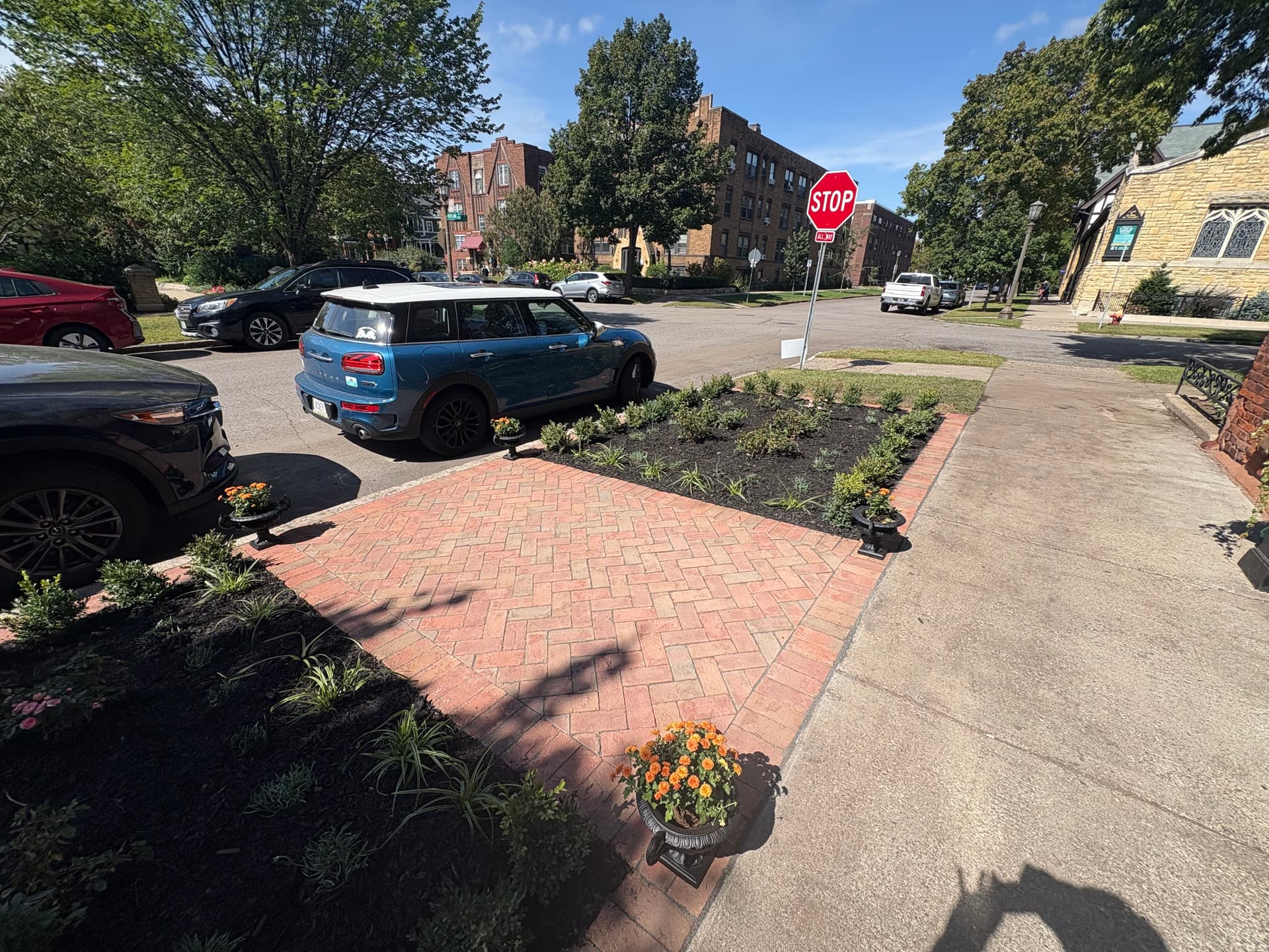 Gallery photos for Brick Herringbone Walkway and Full Front Yard Landscape Upgrade: Image #1