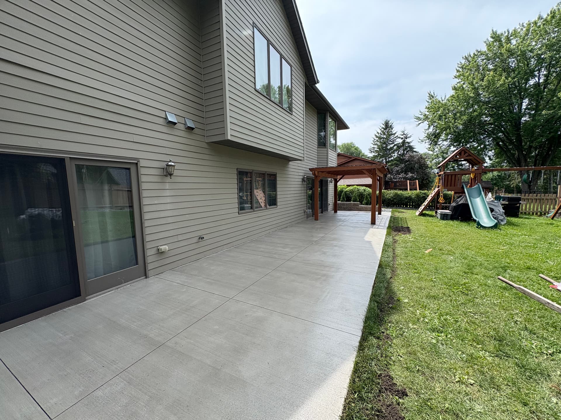 Concrete Patio and Block Wall Backyard Upgrade image